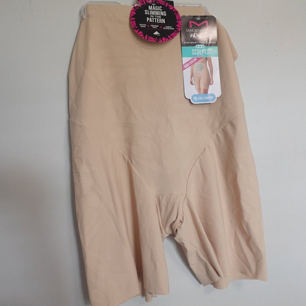 Maidenform Flexees High Waist Thigh Slimmer Sculpts Ultra Thin Cool Comfort sz L
